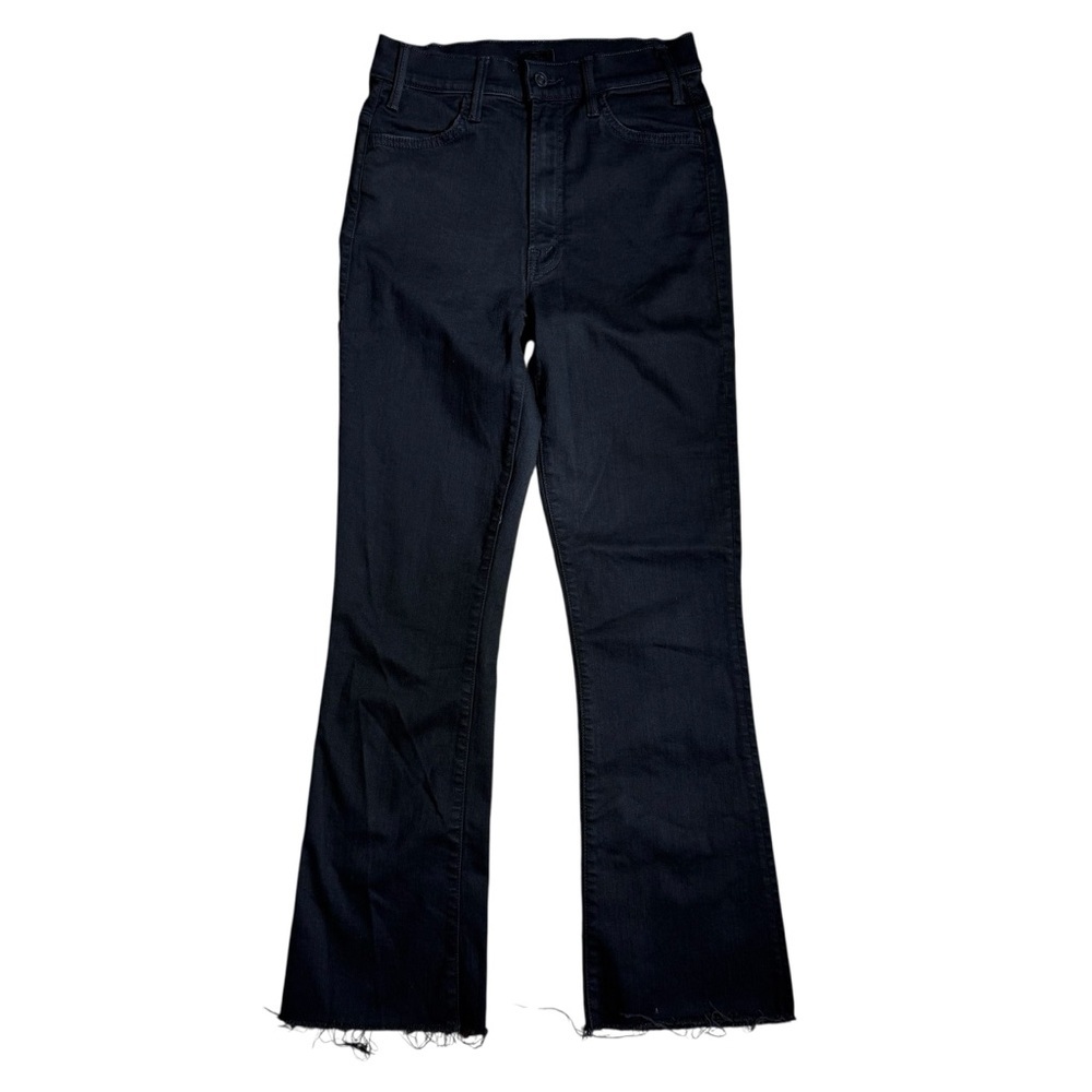 MOTHER‎ Hustler Ankle Fray Not Guilty Black Flared Jeans Women’s Size 25